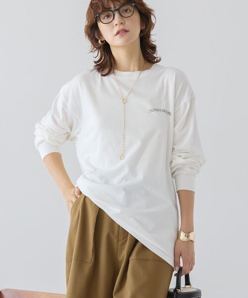 AMERICAN HOLIC(アメリカンホリック)の「カンパニーロゴ風プリントロンT(Tシャツ/カットソー・レディース・オフホワイト/杢グレー/ネイビー・FREE)」の6枚目の写真