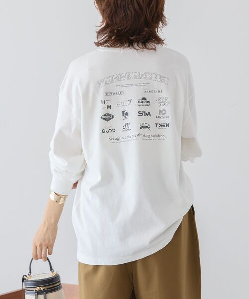 AMERICAN HOLIC(アメリカンホリック)の「カンパニーロゴ風プリントロンT(Tシャツ/カットソー・レディース・オフホワイト/杢グレー/ネイビー・FREE)」の8枚目の写真