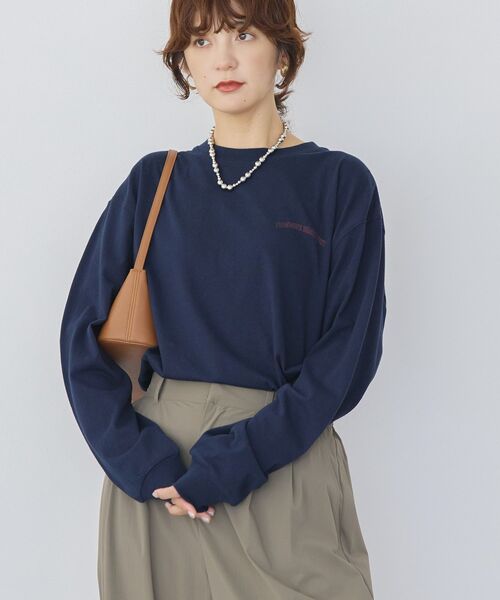AMERICAN HOLIC(アメリカンホリック)の「カンパニーロゴ風プリントロンT(Tシャツ/カットソー・レディース・オフホワイト/杢グレー/ネイビー・FREE)」の11枚目の写真