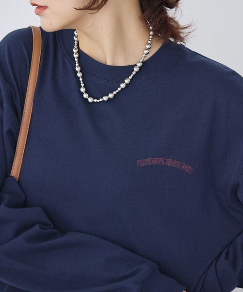AMERICAN HOLIC(アメリカンホリック)の「カンパニーロゴ風プリントロンT(Tシャツ/カットソー・レディース・オフホワイト/杢グレー/ネイビー・FREE)」の12枚目の写真