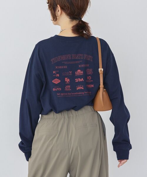 AMERICAN HOLIC(アメリカンホリック)の「カンパニーロゴ風プリントロンT(Tシャツ/カットソー・レディース・オフホワイト/杢グレー/ネイビー・FREE)」の13枚目の写真