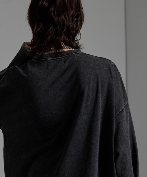 CIYOT(シヨウト)の「【CIYOT-シヨウト-】ヴィンテージ加工 スノーウォッシュ エンブレム刺繍 ロゴパッチ長袖Tシャツ(Tシャツ/カットソー・メンズ・グレー/ブラック/チェリーレッド/ダークブルー・L/M)」の5枚目の写真