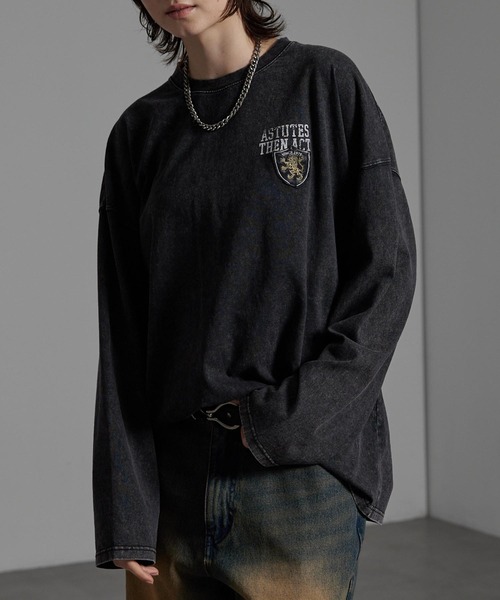 CIYOT(シヨウト)の「【CIYOT-シヨウト-】ヴィンテージ加工 スノーウォッシュ エンブレム刺繍 ロゴパッチ長袖Tシャツ(Tシャツ/カットソー・メンズ・グレー/ブラック/チェリーレッド/ダークブルー・L/M)」の8枚目の写真