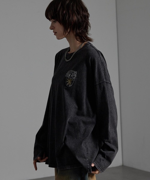 CIYOT(シヨウト)の「【CIYOT-シヨウト-】ヴィンテージ加工 スノーウォッシュ エンブレム刺繍 ロゴパッチ長袖Tシャツ(Tシャツ/カットソー・メンズ・グレー/ブラック/チェリーレッド/ダークブルー・L/M)」の9枚目の写真