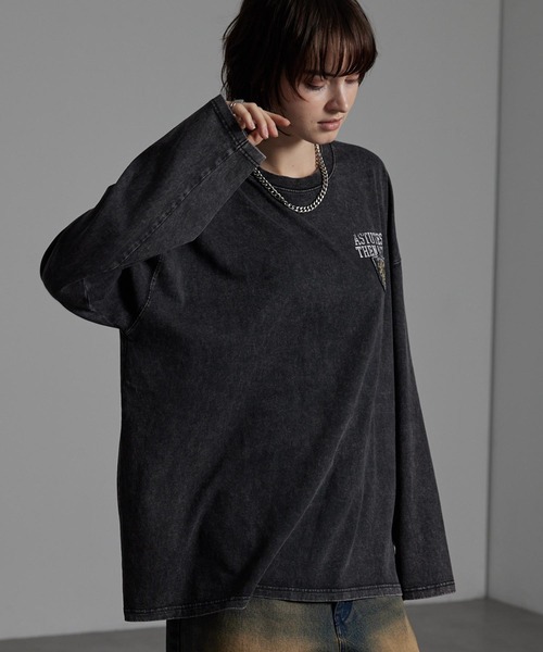 CIYOT(シヨウト)の「【CIYOT-シヨウト-】ヴィンテージ加工 スノーウォッシュ エンブレム刺繍 ロゴパッチ長袖Tシャツ(Tシャツ/カットソー・メンズ・グレー/ブラック/チェリーレッド/ダークブルー・L/M)」の10枚目の写真