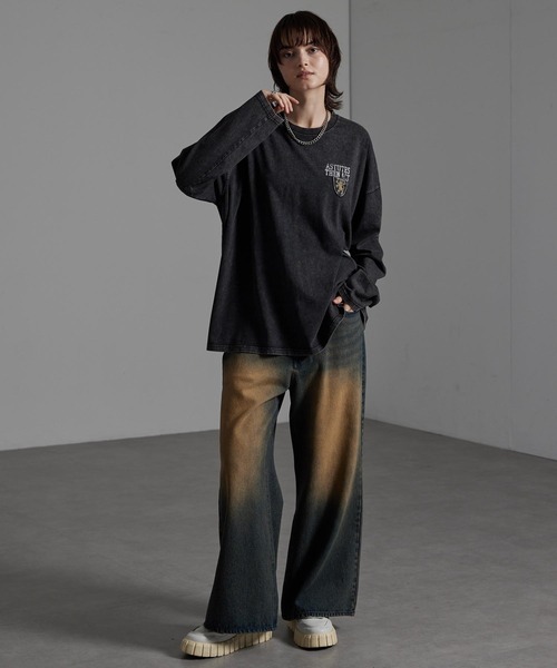 CIYOT(シヨウト)の「【CIYOT-シヨウト-】ヴィンテージ加工 スノーウォッシュ エンブレム刺繍 ロゴパッチ長袖Tシャツ(Tシャツ/カットソー・メンズ・グレー/ブラック/チェリーレッド/ダークブルー・L/M)」の12枚目の写真