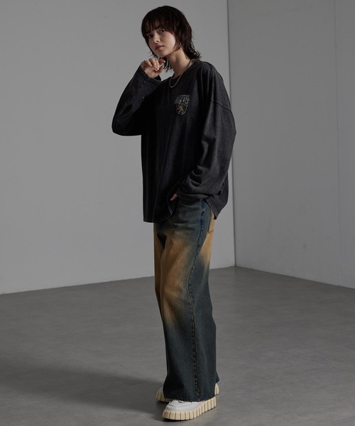 CIYOT(シヨウト)の「【CIYOT-シヨウト-】ヴィンテージ加工 スノーウォッシュ エンブレム刺繍 ロゴパッチ長袖Tシャツ(Tシャツ/カットソー・メンズ・グレー/ブラック/チェリーレッド/ダークブルー・L/M)」の13枚目の写真