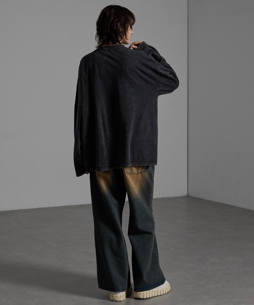 CIYOT(シヨウト)の「【CIYOT-シヨウト-】ヴィンテージ加工 スノーウォッシュ エンブレム刺繍 ロゴパッチ長袖Tシャツ(Tシャツ/カットソー・メンズ・グレー/ブラック/チェリーレッド/ダークブルー・L/M)」の15枚目の写真