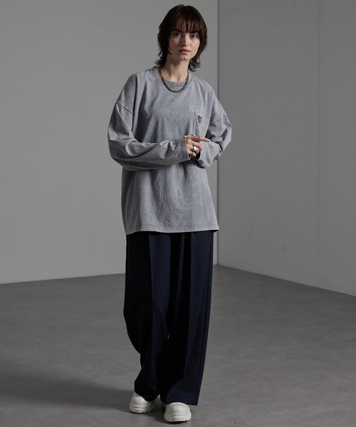 CIYOT(シヨウト)の「【CIYOT-シヨウト-】ヴィンテージ加工 スノーウォッシュ エンブレム刺繍 ロゴパッチ長袖Tシャツ(Tシャツ/カットソー・メンズ・グレー/ブラック/チェリーレッド/ダークブルー・L/M)」の17枚目の写真