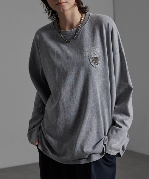 CIYOT(シヨウト)の「【CIYOT-シヨウト-】ヴィンテージ加工 スノーウォッシュ エンブレム刺繍 ロゴパッチ長袖Tシャツ(Tシャツ/カットソー・メンズ・グレー/ブラック/チェリーレッド/ダークブルー・L/M)」の19枚目の写真