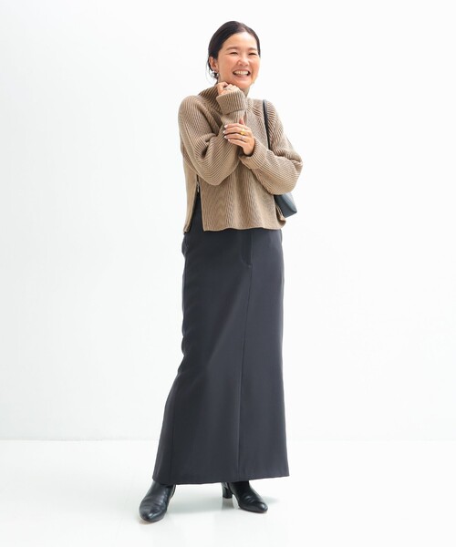 Demi-Luxe BEAMS（デミルクス ビームス）の「サイドジップ リブ プルオーバー ニット .M［手洗い可］（ニット/セーター・レディース・チャコールグレー/サンドベージュ・ONE SIZE）」の21枚目の写真