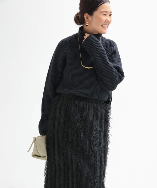 サイドジップ リブ プルオーバー ニット .M［手洗い可］（ニット