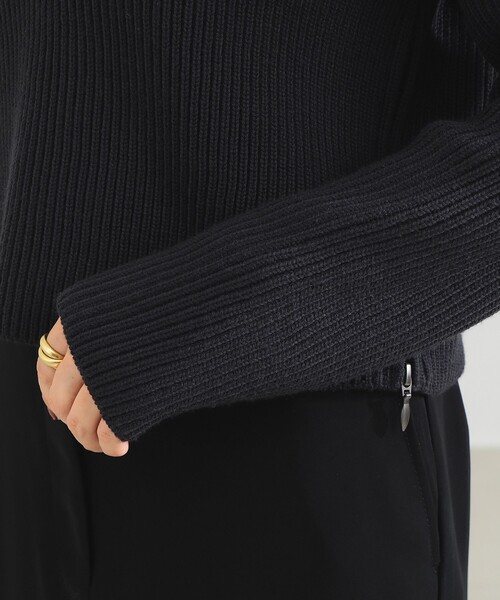 Demi-Luxe BEAMS（デミルクス ビームス）の「サイドジップ リブ プルオーバー ニット .M［手洗い可］（ニット/セーター・レディース・チャコールグレー/サンドベージュ・ONE SIZE）」の14枚目の写真
