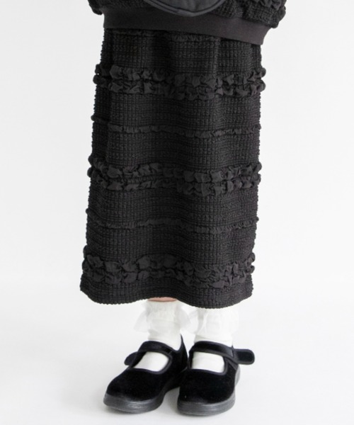 BRANSHES（ブランシェス）の「【セットアップ対応】ポコポコジャガードスカート（スカート・キッズ・アイボリー/ブラック・100/110/120/130/150/140/90）」の2枚目の写真