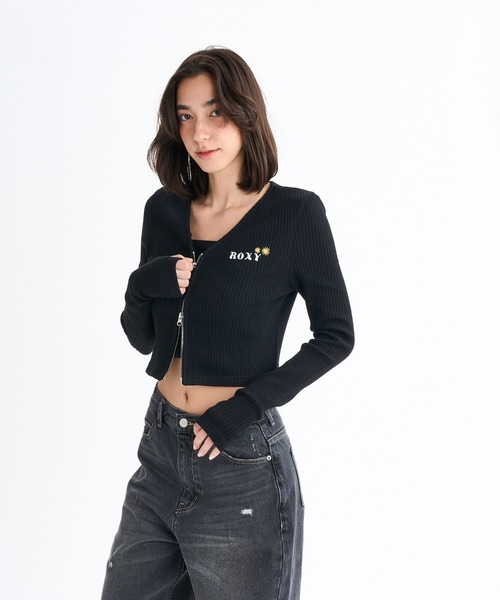 ROXY(ロキシー)の「BOOGIE /ロキシークロップド丈キャミソール・カーディガン2点セットアンサンブル(カーディガン/ボレロ・レディース・ブラック/グレー/パープル・LARGE)」の8枚目の写真