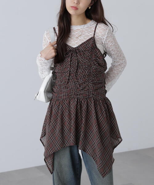 FREE'S MART（フリーズマート）の「ドロストイレヘムキャミミニワンピース（ワンピース・レディース・ホワイト/ベージュ系その他/ブラウン系その他・FREE）」の2枚目の写真