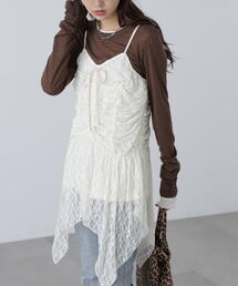 ドロストイレヘムキャミミニワンピース