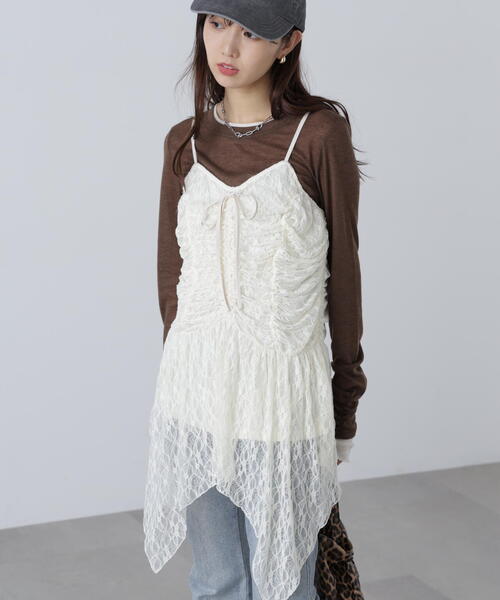 FREE'S MART（フリーズマート）の「ドロストイレヘムキャミミニワンピース（ワンピース・レディース・ホワイト/ベージュ系その他/ブラウン系その他・FREE）」の7枚目の写真