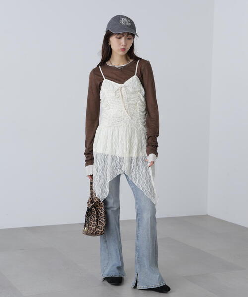 FREE'S MART（フリーズマート）の「ドロストイレヘムキャミミニワンピース（ワンピース・レディース・ホワイト/ベージュ系その他/ブラウン系その他・FREE）」の8枚目の写真