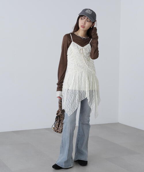 FREE'S MART（フリーズマート）の「ドロストイレヘムキャミミニワンピース（ワンピース・レディース・ホワイト/ベージュ系その他/ブラウン系その他・FREE）」の9枚目の写真