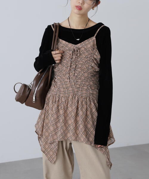 FREE'S MART（フリーズマート）の「ドロストイレヘムキャミミニワンピース（ワンピース・レディース・ホワイト/ベージュ系その他/ブラウン系その他・FREE）」の14枚目の写真