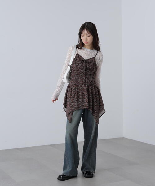 FREE'S MART（フリーズマート）の「ドロストイレヘムキャミミニワンピース（ワンピース・レディース・ホワイト/ベージュ系その他/ブラウン系その他・FREE）」の4枚目の写真