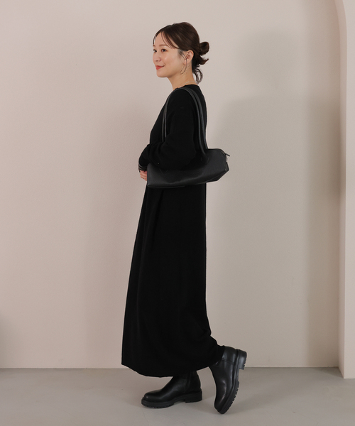 JOURNAL STANDARD（ジャーナルスタンダード）の「ウールカシミヤMIX マキシワンピース（ワンピース・レディース・ブラック/チャコールグレー・FREE）」の19枚目の写真