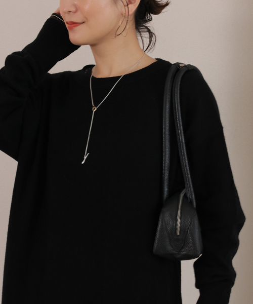 JOURNAL STANDARD（ジャーナルスタンダード）の「ウールカシミヤMIX マキシワンピース（ワンピース・レディース・ブラック/チャコールグレー・FREE）」の4枚目の写真