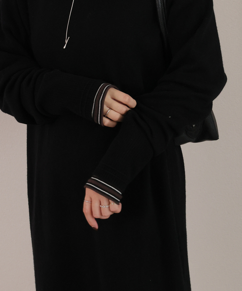 JOURNAL STANDARD（ジャーナルスタンダード）の「ウールカシミヤMIX マキシワンピース（ワンピース・レディース・ブラック/チャコールグレー・FREE）」の5枚目の写真