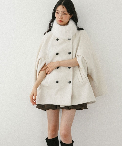 Heather（ヘザー）の「3WAYカラーケープコート　587551（ステンカラーコート・レディース・グレイッシュベージュ/ブラウン/アイボリー・FREE）」の6枚目の写真