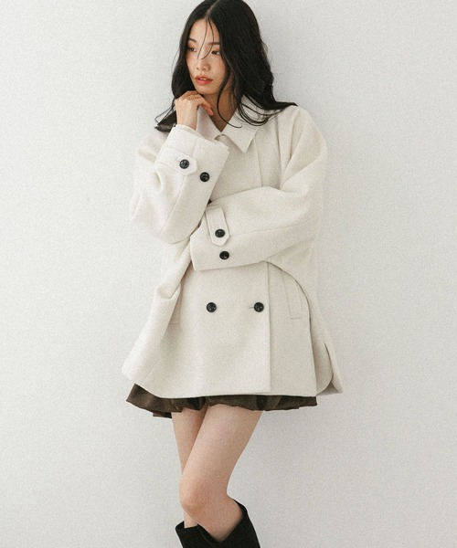 Heather（ヘザー）の「3WAYカラーケープコート　587551（ステンカラーコート・レディース・グレイッシュベージュ/ブラウン/アイボリー・FREE）」の8枚目の写真