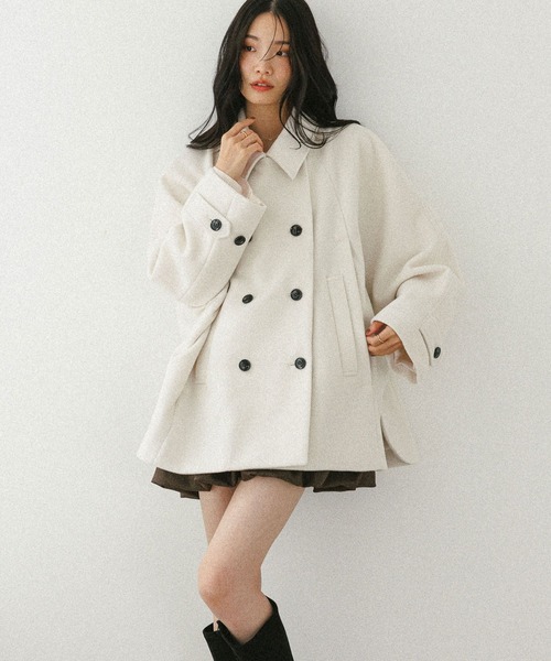 Heather（ヘザー）の「3WAYカラーケープコート　587551（ステンカラーコート・レディース・グレイッシュベージュ/ブラウン/アイボリー・FREE）」の9枚目の写真