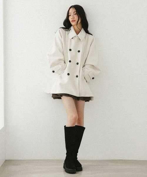 Heather（ヘザー）の「3WAYカラーケープコート　587551（ステンカラーコート・レディース・グレイッシュベージュ/ブラウン/アイボリー・FREE）」の11枚目の写真