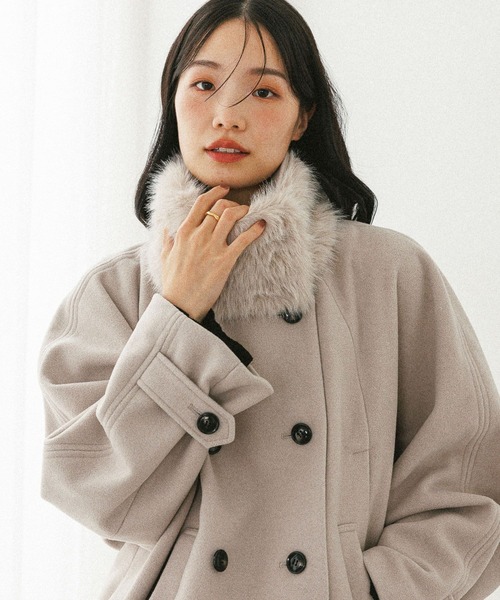 Heather（ヘザー）の「3WAYカラーケープコート　587551（ステンカラーコート・レディース・グレイッシュベージュ/ブラウン/アイボリー・FREE）」の13枚目の写真