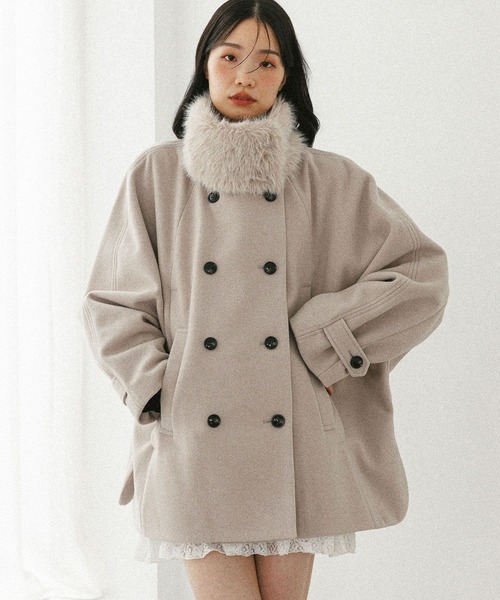 Heather（ヘザー）の「3WAYカラーケープコート　587551（ステンカラーコート・レディース・グレイッシュベージュ/ブラウン/アイボリー・FREE）」の16枚目の写真