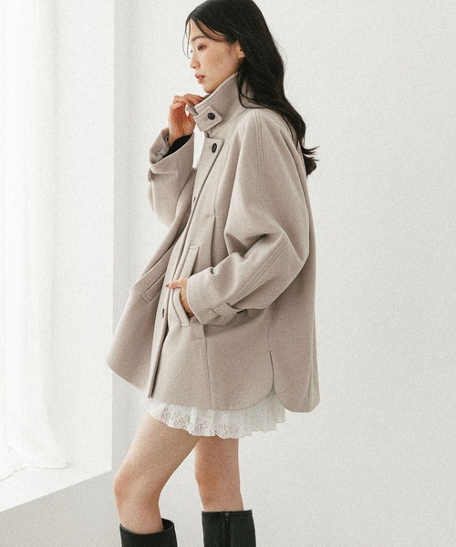 Heather（ヘザー）の「3WAYカラーケープコート　587551（ステンカラーコート・レディース・グレイッシュベージュ/ブラウン/アイボリー・FREE）」の19枚目の写真