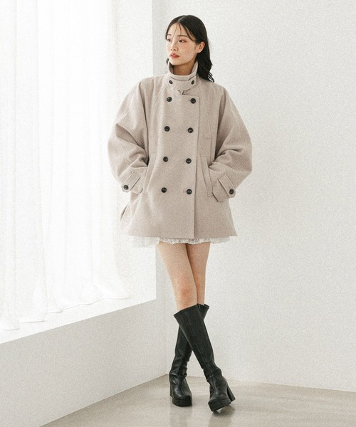 Heather（ヘザー）の「3WAYカラーケープコート　587551（ステンカラーコート・レディース・グレイッシュベージュ/ブラウン/アイボリー・FREE）」の21枚目の写真