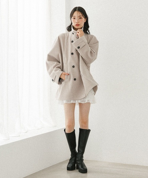 Heather（ヘザー）の「3WAYカラーケープコート　587551（ステンカラーコート・レディース・グレイッシュベージュ/ブラウン/アイボリー・FREE）」の22枚目の写真