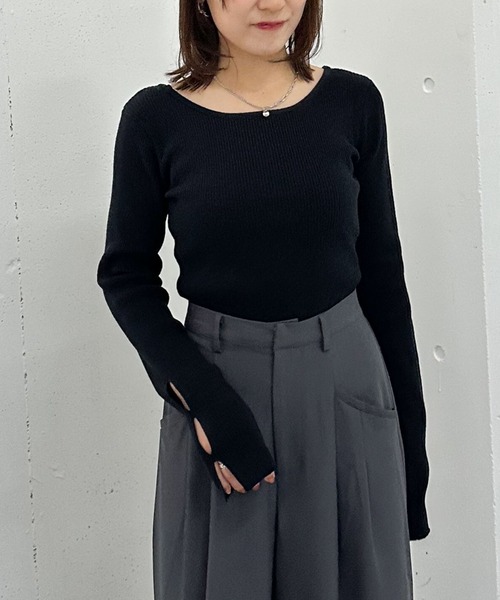 archives（アルシーヴ）の「２ｗａｙホールリブニットプルオーバー（ニット/セーター・レディース・グレー/イエロー/アイボリー/ブラック・MEDIUM）」の3枚目の写真