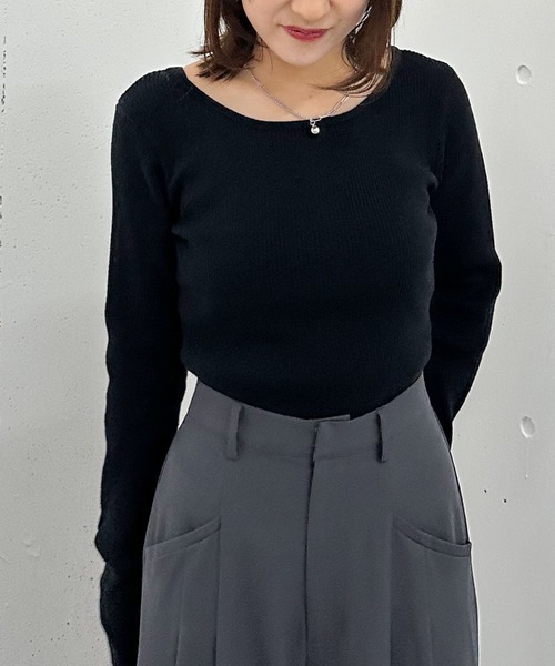 archives（アルシーヴ）の「２ｗａｙホールリブニットプルオーバー（ニット/セーター・レディース・グレー/イエロー/アイボリー/ブラック・MEDIUM）」の18枚目の写真