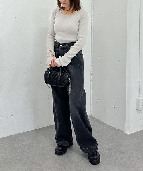 archives（アルシーヴ）の「２ｗａｙホールリブニットプルオーバー（ニット/セーター・レディース・グレー/イエロー/アイボリー/ブラック・MEDIUM）」の11枚目の写真