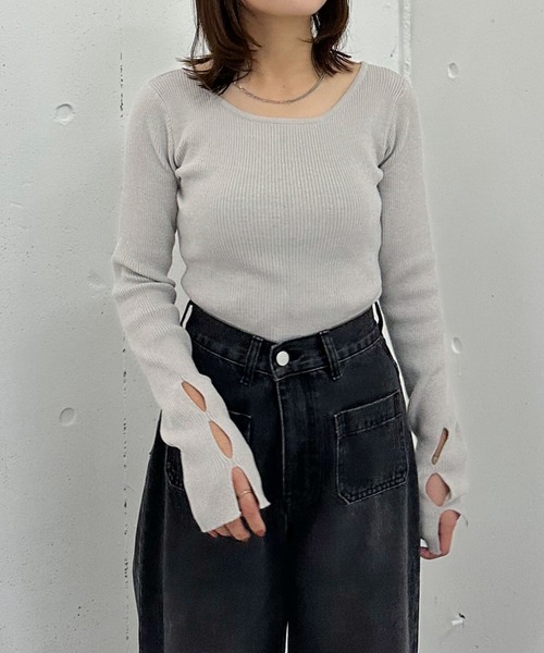 archives（アルシーヴ）の「２ｗａｙホールリブニットプルオーバー（ニット/セーター・レディース・グレー/イエロー/アイボリー/ブラック・MEDIUM）」の6枚目の写真