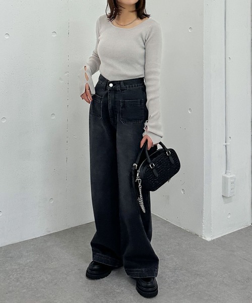 archives（アルシーヴ）の「２ｗａｙホールリブニットプルオーバー（ニット/セーター・レディース・グレー/イエロー/アイボリー/ブラック・MEDIUM）」の10枚目の写真