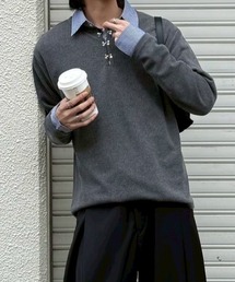 Chikashitsu +（チカシツプラス）の「【Chikashitsu +】front hook long sleeve knit / 【チカシツプラス】フロントフック長袖ニット（ニット/セーター）」