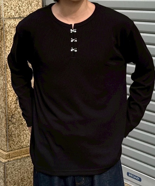 Chikashitsu +】front hook long sleeve knit / 【チカシツプラス