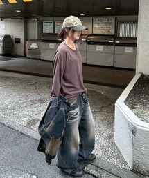 Chikashitsu +（チカシツプラス）の「【Chikashitsu +】front hook long sleeve knit / 【チカシツプラス】フロントフック長袖ニット（ニット/セーター）」