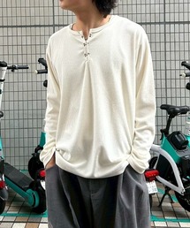 Chikashitsu +（チカシツプラス）の「【Chikashitsu +】front hook long sleeve knit / 【チカシツプラス】フロントフック長袖ニット（ニット/セーター）」