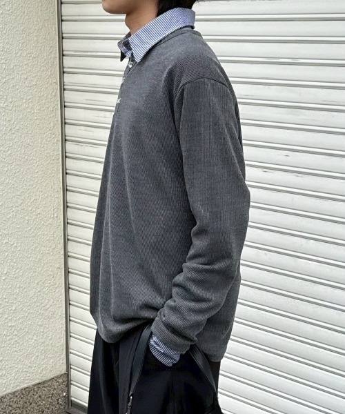 Chikashitsu +(チカシツプラス)の「【Chikashitsu +】front hook long sleeve knit / 【チカシツプラス】フロントフック長袖ニット(ニット/セーター・メンズ・ブラウン/アイボリー/チャコール/ブラック・ONE SIZE)」の9枚目の写真
