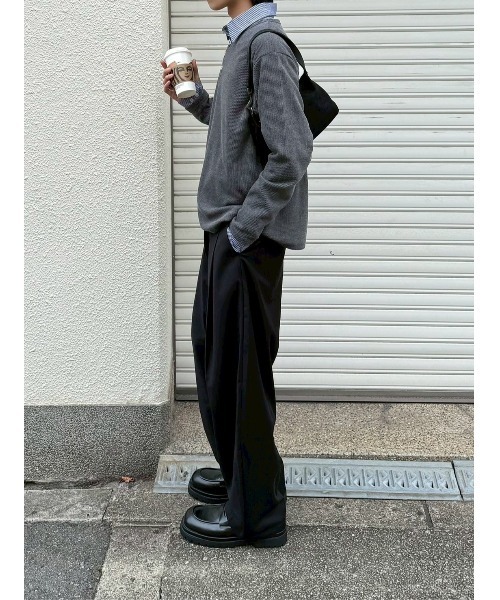 Chikashitsu +(チカシツプラス)の「【Chikashitsu +】front hook long sleeve knit / 【チカシツプラス】フロントフック長袖ニット(ニット/セーター・メンズ・ブラウン/アイボリー/チャコール/ブラック・ONE SIZE)」の19枚目の写真