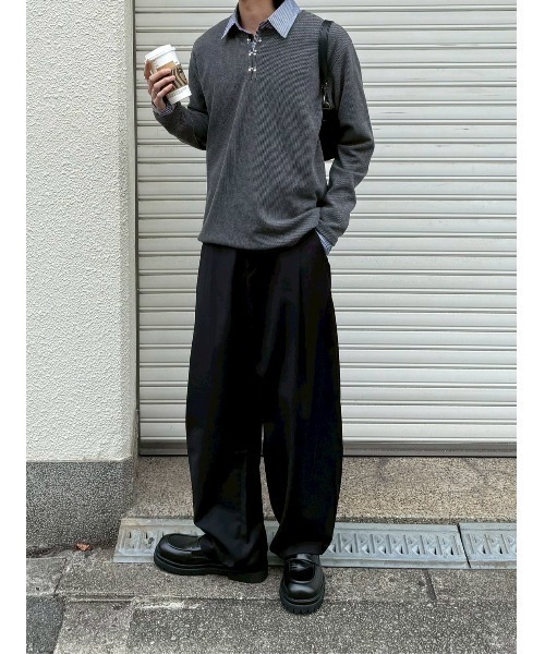 Chikashitsu +(チカシツプラス)の「【Chikashitsu +】front hook long sleeve knit / 【チカシツプラス】フロントフック長袖ニット(ニット/セーター・メンズ・ブラウン/アイボリー/チャコール/ブラック・ONE SIZE)」の17枚目の写真